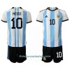 Conjunto (Camiseta+Pantalón Corto) Argentina Lionel Messi 10 Primera Equipación Mundial 2022 - Niño